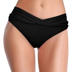 NEW SEXY TWIST FRONT MID-WAIST SOLID BIKINI BOTTOM